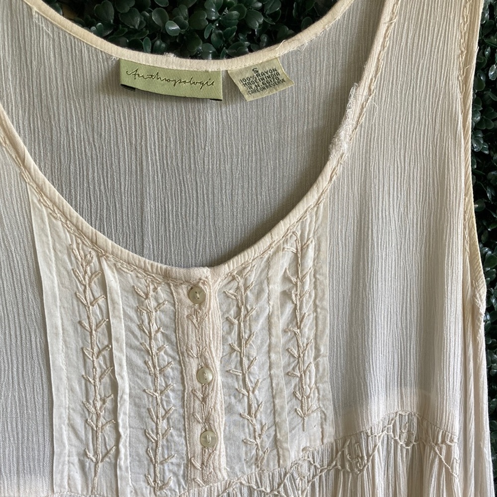 90s/ vtg Anthropologie tiered prairie babydoll dress - Picture 2 of 16